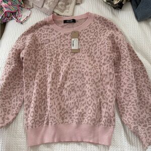 nwt pink leopard sweater